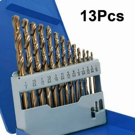 Cobalt Drill Bits Set M35 High Speed Steel Twist Jobber Length for Hardened Metal, Stainless Steel, Cast Iron (13Pcs)