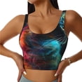thumbnail image 1 of Balery Neon Spectrum Cat Portrait Sujetadores deportivos con espalda cruzada para mujer, acolchados, sin costuras, de alto impacto, ideales para yoga, gimnasio, entrenamiento y fitness.-XX-Large, 1 of 8