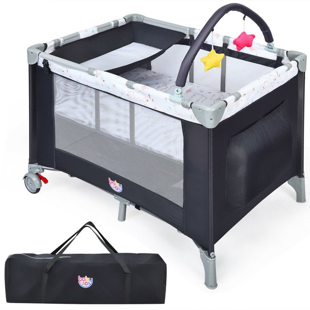 Gymax Portable Baby Playard Nursery Center Playpen with Mattress