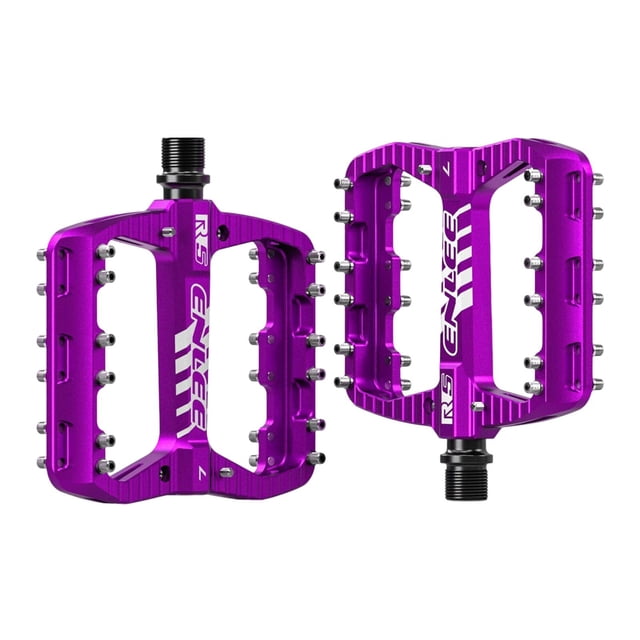 2 pedales de bicicleta de montaña con clavos antideslizantes, duraderos y ultraligeros. Violeta