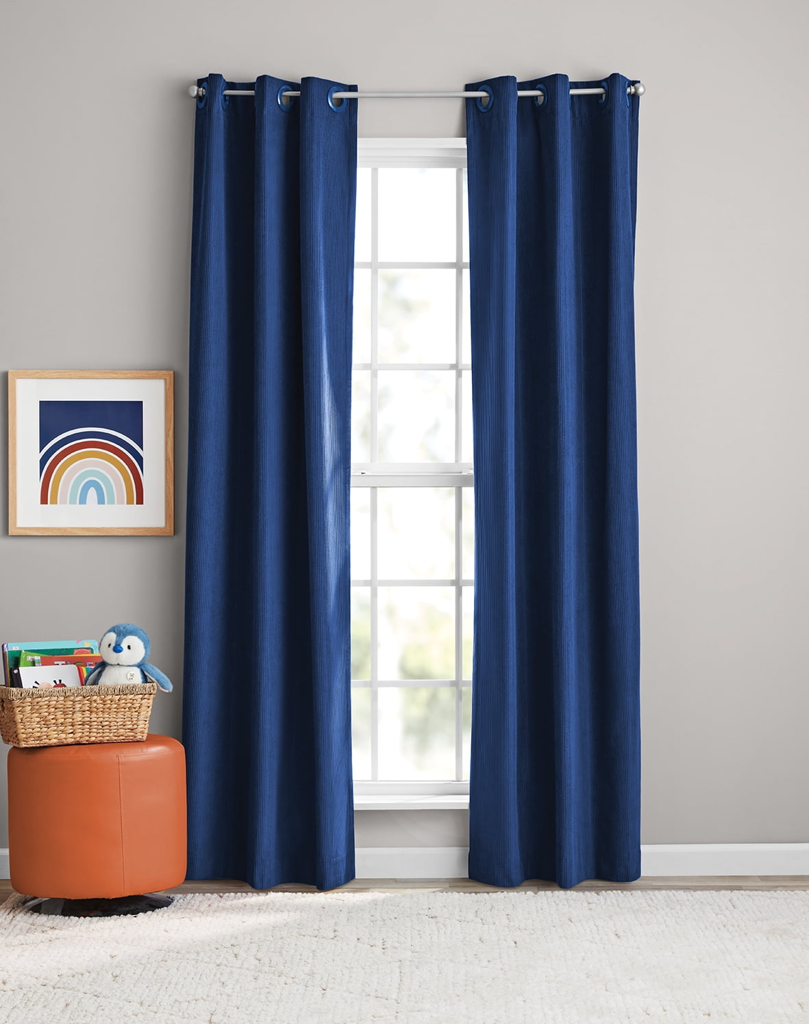 (2 pack) Your Zone Corduroy Blackout Grommet Curtain Panel,1 Panel, Stadium Blue, 38"W x 84"L