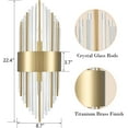 thumbnail image 5 of Claxy 2-Light Gold Crystal Wall Sconces for Bathroom Set of 2, 5 of 6