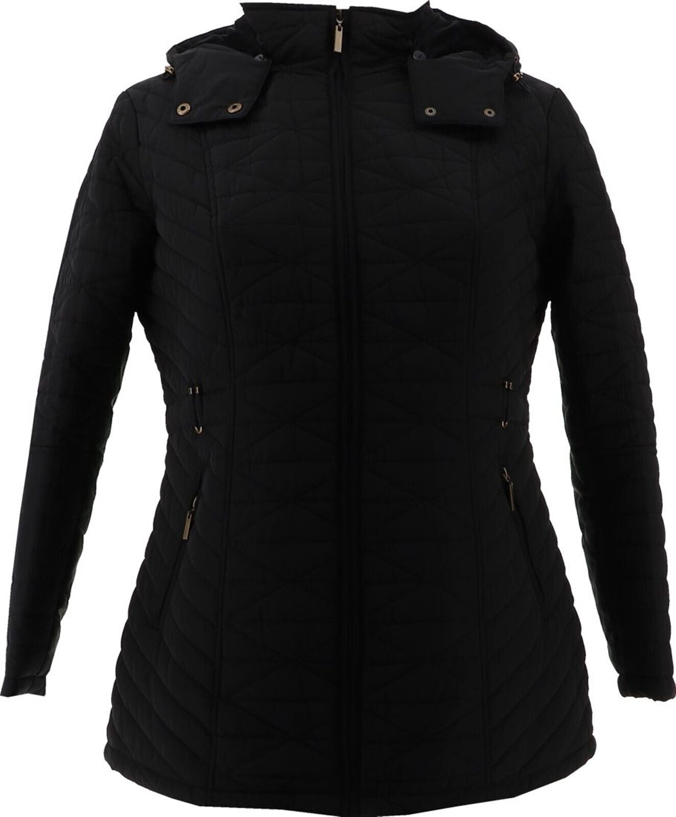 Miss Gallery Midweight Quilted Jacket Black XL New 729732, Women's