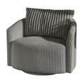 thumbnail image 3 of Weston Home Killarney Oversized Wale Corduroy Swivel Accent Chair with Furry Channel Pillow, Gray/Dark Gray Pillow, 3 of 9