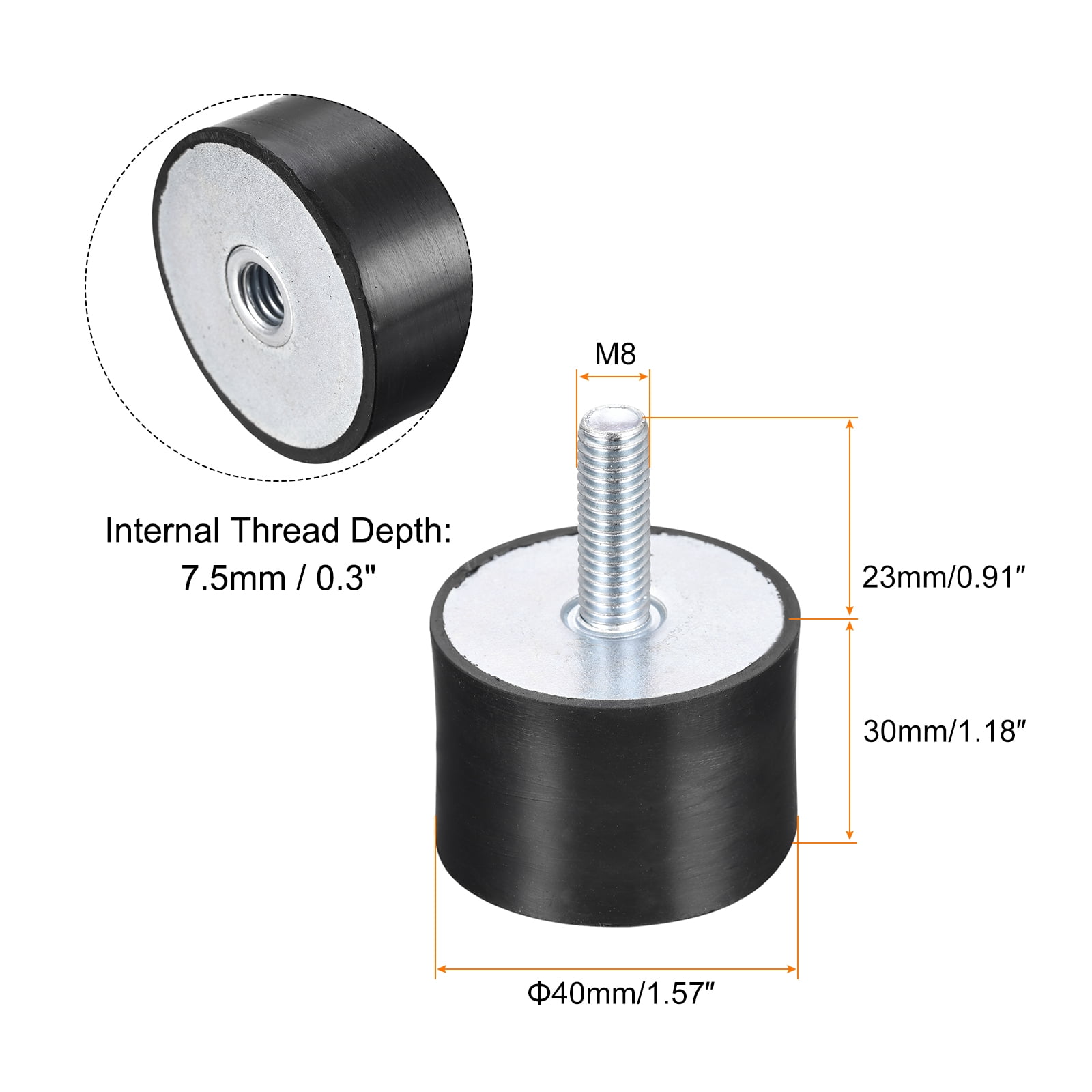 Unique Bargains Rubber Mounts Vibration Isolator Shock Absorber Black D40mmxH30mm