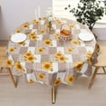 thumbnail image 1 of Vinyl Tablecloth with Flannel Backed Waterproof Oil-Proof PVC Table Cloth Wipeable Spill-Proof Plastic Table Cover for Indoor and Outdoor(Sunflower, 60 x 60 Inch Round) Sunflower 60 x 60 Inch Round, 1 of 5