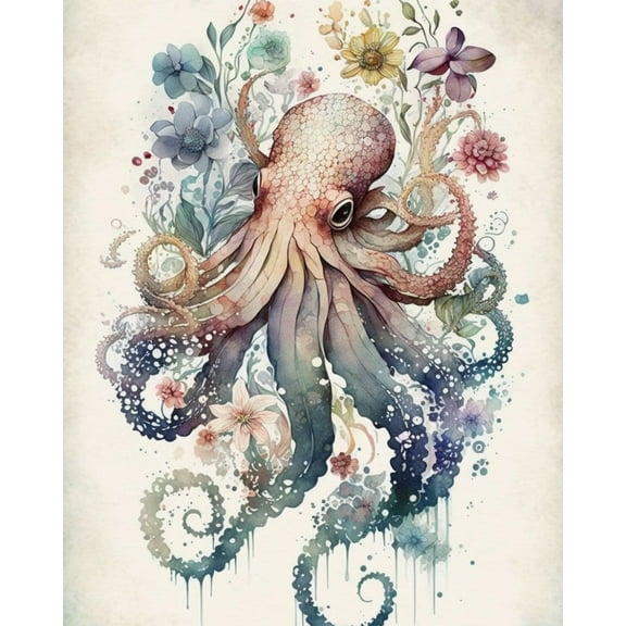 Paint by Numbers for Adults Kids Beginner Flower Octopus DIY Acrylic Painting by Numbers Kits with Brushes Acrylic Pigment Home Decoration Gifts 16 x 20 inch