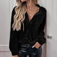 thumbnail image 5 of Mifsaly Velvet Shirt Women Button Down Long Sleeve Business Velour Shirts Lapel Fall Winter Pullover Tops Cocktail Party Elegant Blouse Black S, 5 of 9