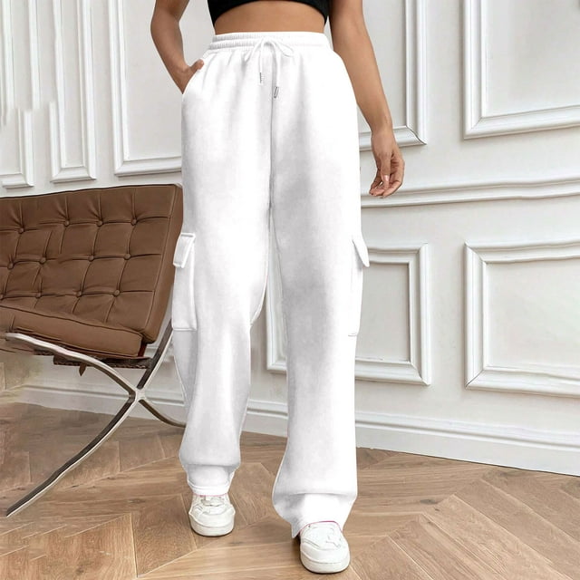 Tidyack,Women's Loose Fit Cargo Sweatpants, High Rise Fleece Joggers, Comfortable Stretch Material, Versatile Casual Wear, For Daily Use, Soft Fabric, Easy Care, Street Style, Active Lifestyle