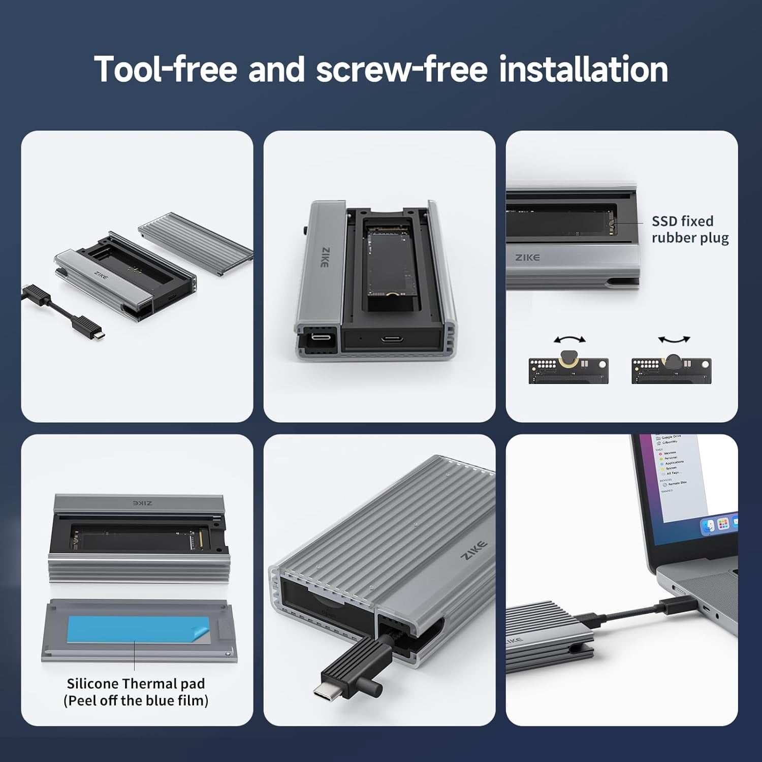USB4 40Gbps M.2 NVMe SSD Enclosure, ASM2464PD Chip, Aluminum Case, Compatible with Thunderbolt 3/4 USB4/3.2/3.1/3.0/2.0