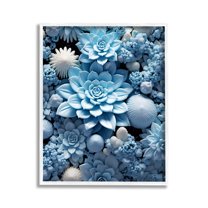 Stupell Industries Blue Patterned Succulents Botanical & Floral Painting White Framed Art Print Wall Art, 11 x 14