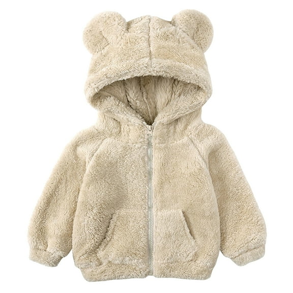 Zshosam Toddler Winter Coat Toddler Fleece Jacket Kids Lightweight Outerwear Boys Girls Long Sleeve Fall Spring Coat Size 4T 5T,(Beige 4-5 Years)
