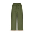 thumbnail image 4 of ABATAB Summer Pants for Women Lightweight Cotton Linen Pants Casual Lace Beach Drawstring Trousers with Pockets, 4 of 7