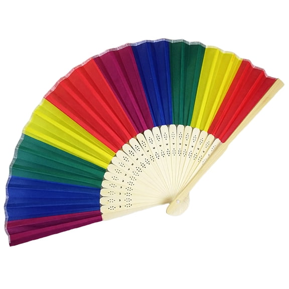 Rainbow Folding Fans,Summer Hand Fan,Colorful Hand Held Fan,Rainbow Party Decoration,Hand Folding Fans for Women/Men,Vertical Multicolor*21cm