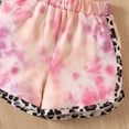 thumbnail image 4 of Baby Girl Clothes Toddler Two Piece Outfit Little Girls' Leopard Print Tie Dye Two Piece Set Short Sleeve Outfit with Letter Details Summer Clothes for 5-6 Years, 4 of 4
