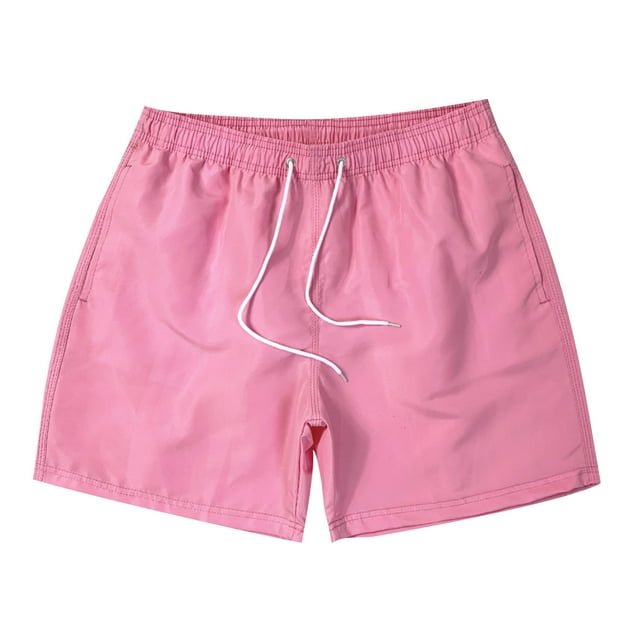 Mrzvby Athletic Shorts for Men Drawstring Elastic Waist Quick Dry Beach Shorts with Pockets Soft Breathable Running Straight-Leg Shorts Solid Color Casual Loose Gym Sports Shorts