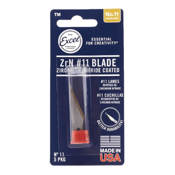 Excel Blades #11 ZrN Coated Hobby Knife Blades – Carbon Steel, 5 & 100 Pack