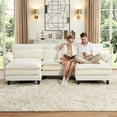 thumbnail image 3 of Howcool 113" Modular Sectional Sofa , 3 Seater U-Shaped Cloud Couch with Movable Ottoman, USB Charging Ports & Side Pockets, Sectional couchs for Living Room,Chenille Fabric,Beige, 3 of 8