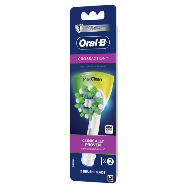 OralB CrossAction Electric Toothbrush Replacement Brush Heads, 2 Ct