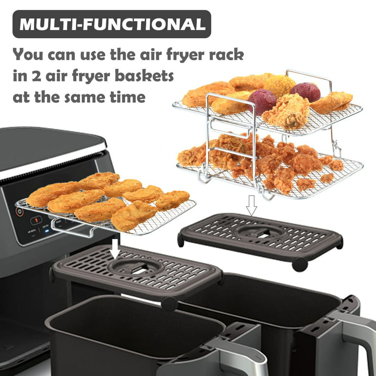 TuTuYa Air Fryer Rack for Ninja Dual Air Fryer DZ201/401 & Most 3.7-4.2Qt