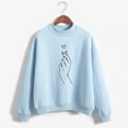 thumbnail image 4 of Dyfzdhu Sweatshirts for Women Crew Neck Trendy Heart Graphic Long Sleeve Pullover Loose Oversized Tops Blue, 4 of 4
