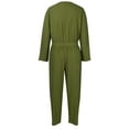 thumbnail image 4 of DYMADE Women Plus Size Slim Waist Long Sleeve Cropped Pants Fashion Jumpsuit With Belt, 4 of 6