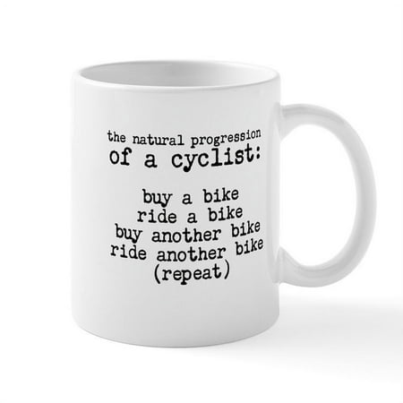 

CafePress - Natural Progression Of A Cyclist Mugs - 11 oz Ceramic Mug - Novelty Coffee Tea Cup