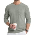 thumbnail image 2 of Thrilos Mens Long Sleeve Shirts Crewneck Casual Tops Pullover Work Shirts Stretch Textured Knit T-Shirts with Pocket, 2 of 9