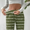 thumbnail image 5 of QATAINLAV Womens Stripe Sweatpants Baggy Casual Straight Leg Pants Fuzzy Fleece Lined High Waist Trousers with Pockets, Green, M, 5 of 10