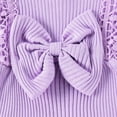 thumbnail image 6 of GYRATEDREAM Newborn Baby Girl Romper Dress Fly Sleeve Cute One-piece Jumpsuit Dress Summer Clothes with Headband for 12-18M Purple, 6 of 9
