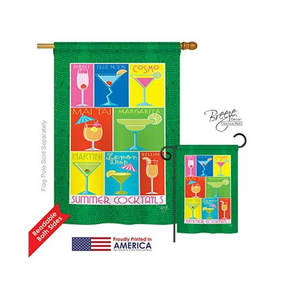 Breeze Decor 17027 Summer Drinks 2-Sided Vertical Impression House Flag - 28 x 40 in.