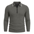 thumbnail image 2 of Aimik Half Zip Polo Shirts for Men Long Sleeve Collared Quarter Zip Casual Solid Pullover Fall Winter Warm Stylish Sports Tee,Gray,XXXL, 2 of 6