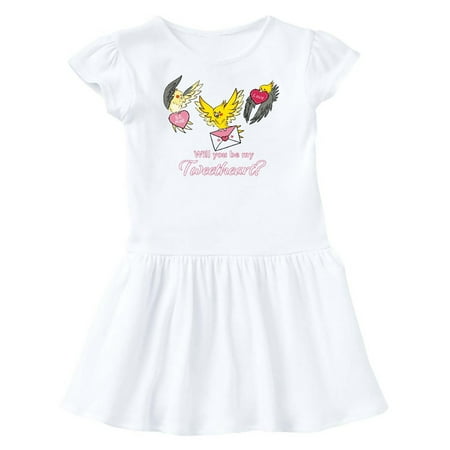 

Inktastic Will You be My Tweetheart with Cute Birds Gift Toddler Girl Dress