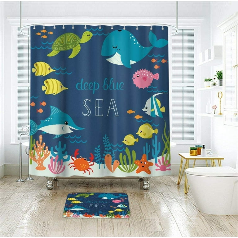 Tijuboni Funny Shark Bathing Shower Curtain Funny Bathroom Shower Curtains  Cool Animal Waterproof Polyester Fabric 72 x 72 Inch