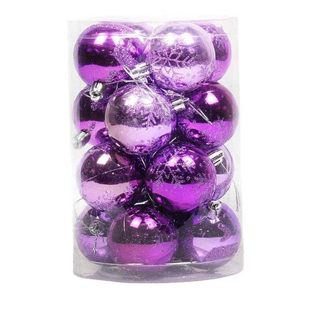 16 adornos navideños de plástico de 6 cm para colgar en interiores, para fiestas de Año Nuevo y Navidad.