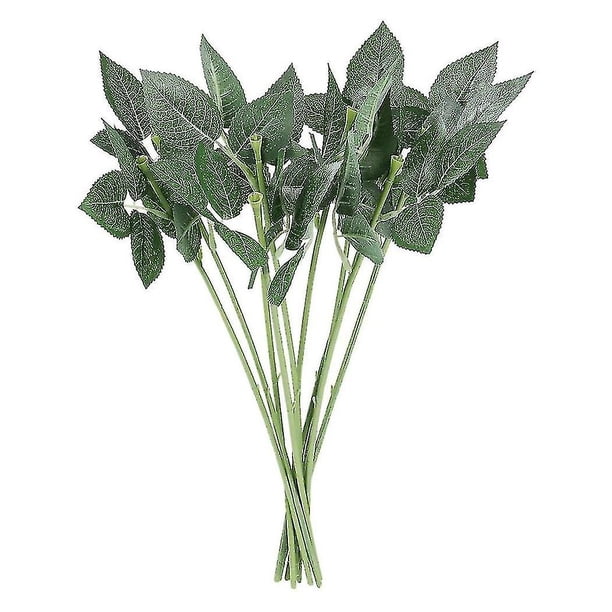 100pcs Artificial Plastic Flower Stems Fake Greenish Flower Branch For Diy Bouquets Wedding Party D