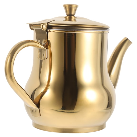 FENGGUIQU Practical Golden Oil Pot with Strainer for Convenient and Clean Kitchen Use