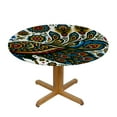 thumbnail image 3 of GOSMITH Peacock Decorative Waterproof Resistant Fabric Round Table Cover White, 3 of 7