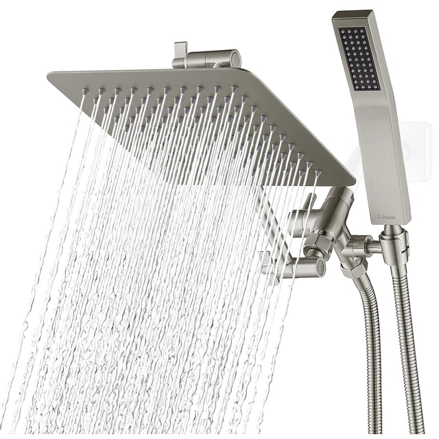 Cabezal de ducha Combo G-Promise, totalmente metálico, 20 cm, con brazo de extensión