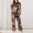 thumbnail image 2 of Yiaed Abstract Lion Painting Print Pajamas Women's Long Sleeve Sleepwear Soft Button Down Loungewear Pjs Lounge Set Nightwear Womens Pajama Pants-X-Large, 2 of 7