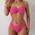 thumbnail image 2 of UTSJKR Bathing Suits for Women Cut Out Ring Bandeau Bikini Set 2 Piece Strapless Swimsuits Ring Linked Smocked Bandeau Bathing Swimsuit Hot Pink M, 2 of 5