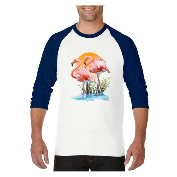 MmF - Mens Raglan Sleeve Baseball T-Shirts, up to Size 3XL - Flamingo