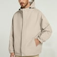 thumbnail image 2 of Sentmoon Light Jackets for Men Solid Color Long Sleeve Hooded Neck Men's Coat Oversized Zipper Windbreaker Waterproof Woman Clothes with Pockets Fall and Winter Trendy for Travel and Hiking, 2 of 9