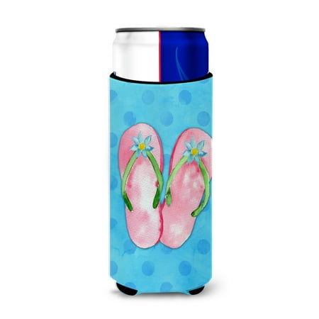 

Carolines Treasures BB8221MUK Pink Flip Flops Blue Polkadot Michelob Ultra Hugger for slim cans Slim Can multicolor