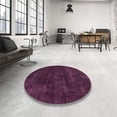 thumbnail image 3 of Ahgly Company Tapis d'Intérieur Rond Abstrait Prune Violet, 8 Pieds Rond, 3 of 6