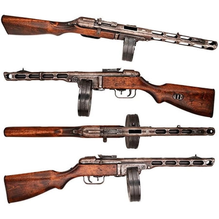 Iconic Arts Laminated 28x24 Poster: Ww2 - Anatomy PPSH-41 Submachine Gun Submachine Gun, Anatomy and Guns