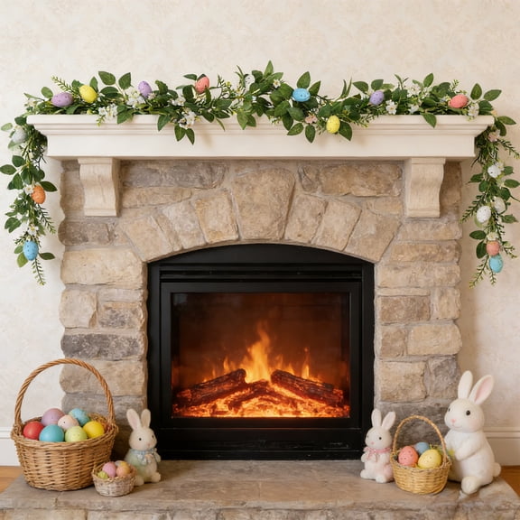 karymi 78.7in Easter Eggs Vines Rattan Door Decorations Spring Branches And Leaves Floral Decor Colorful Indoor And Outdoor Home Decor Patio Porch Accents Bedroom Decor Family Gifts
