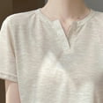 thumbnail image 4 of Inleife Womens Casual Tops Fashion Ladies Summer Short Sleeve V-Neck Comfy Solid Regular Tops Beige L, 4 of 6