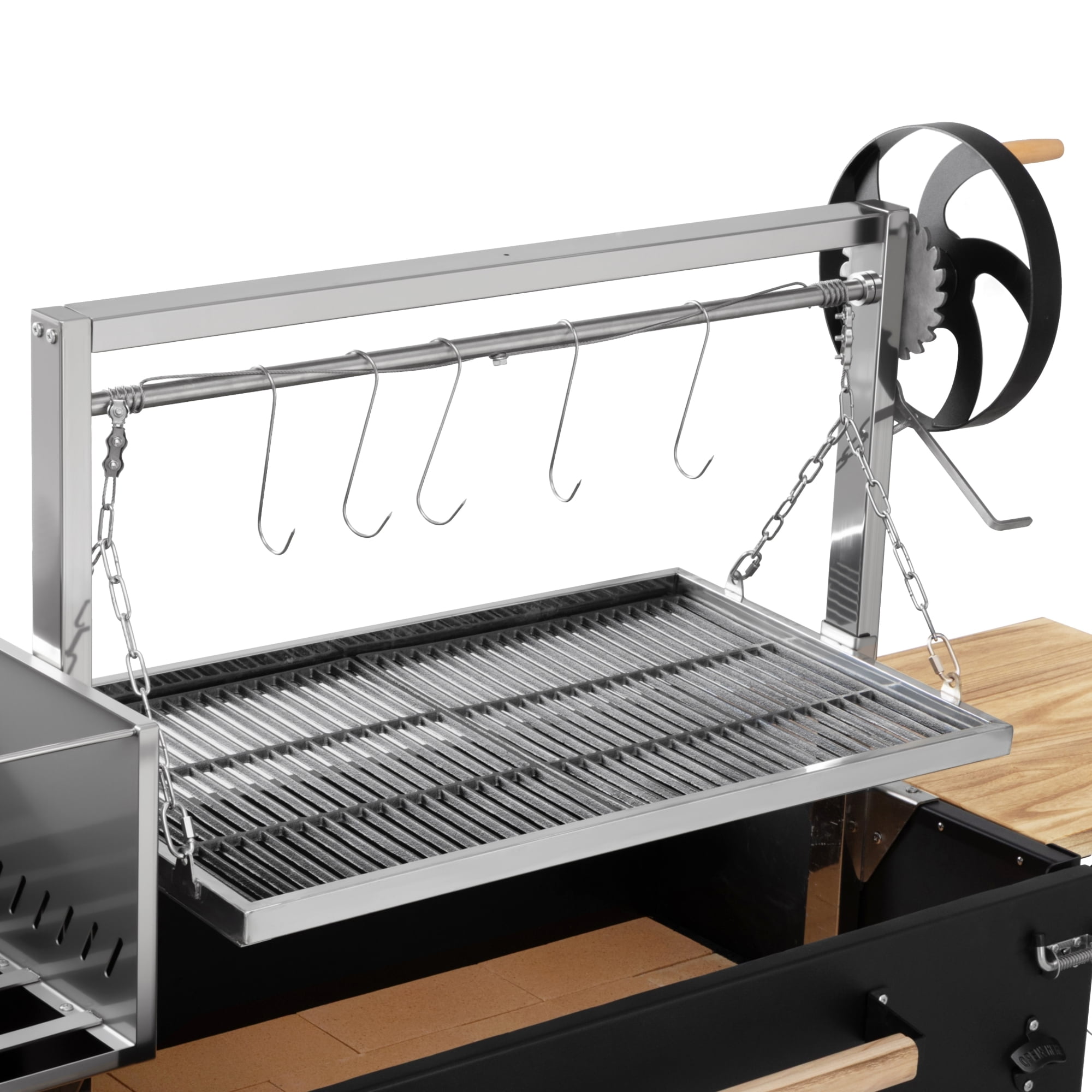 72 in. Argentine Santa Maria Charcoal and Wood Grill, Adjustable Outdoor BBQ, in Black (KM-OG-AW-72)