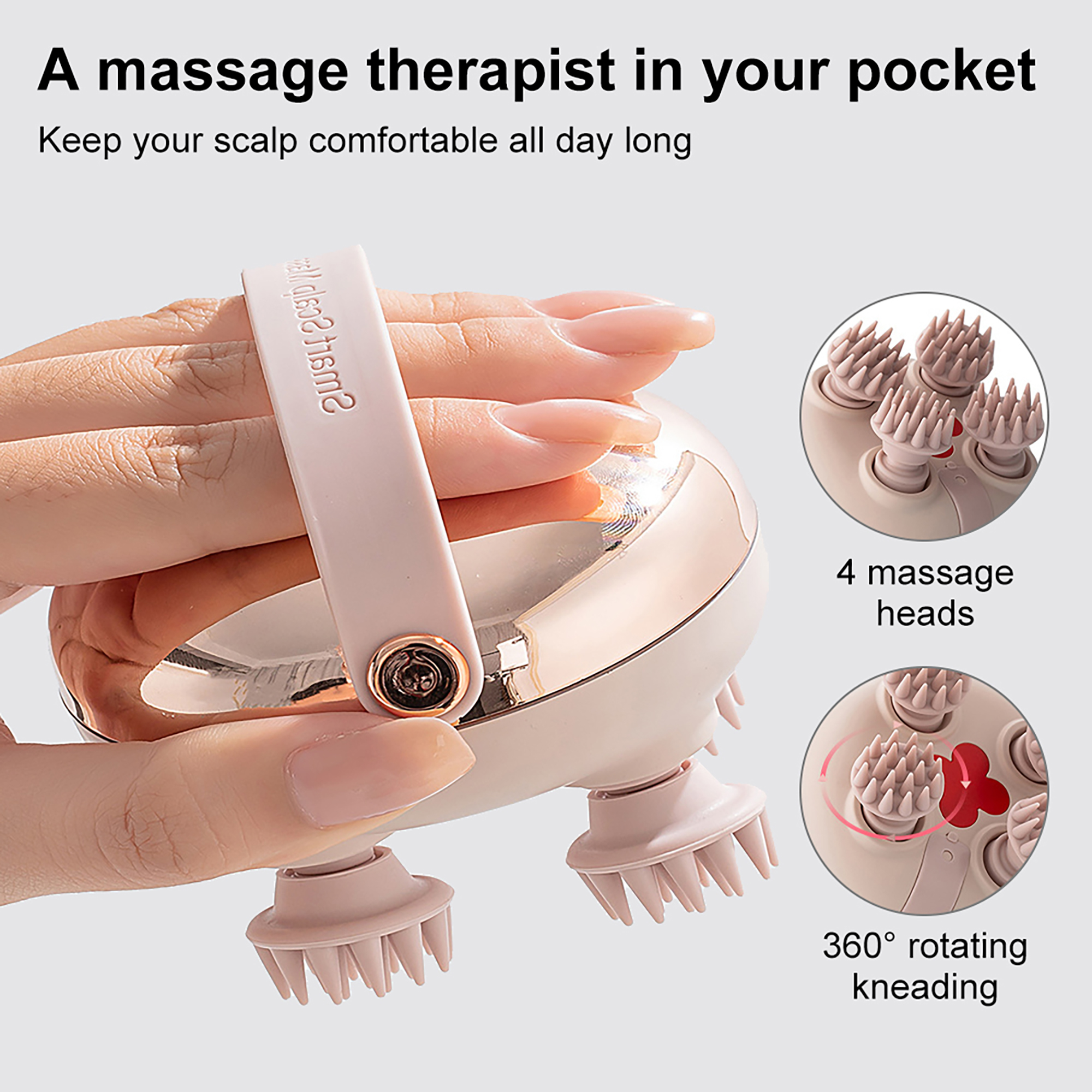 INSMART Electric Scalp Massager with Red Light, 3-Speed Waterproof Head Massager for Relaxation